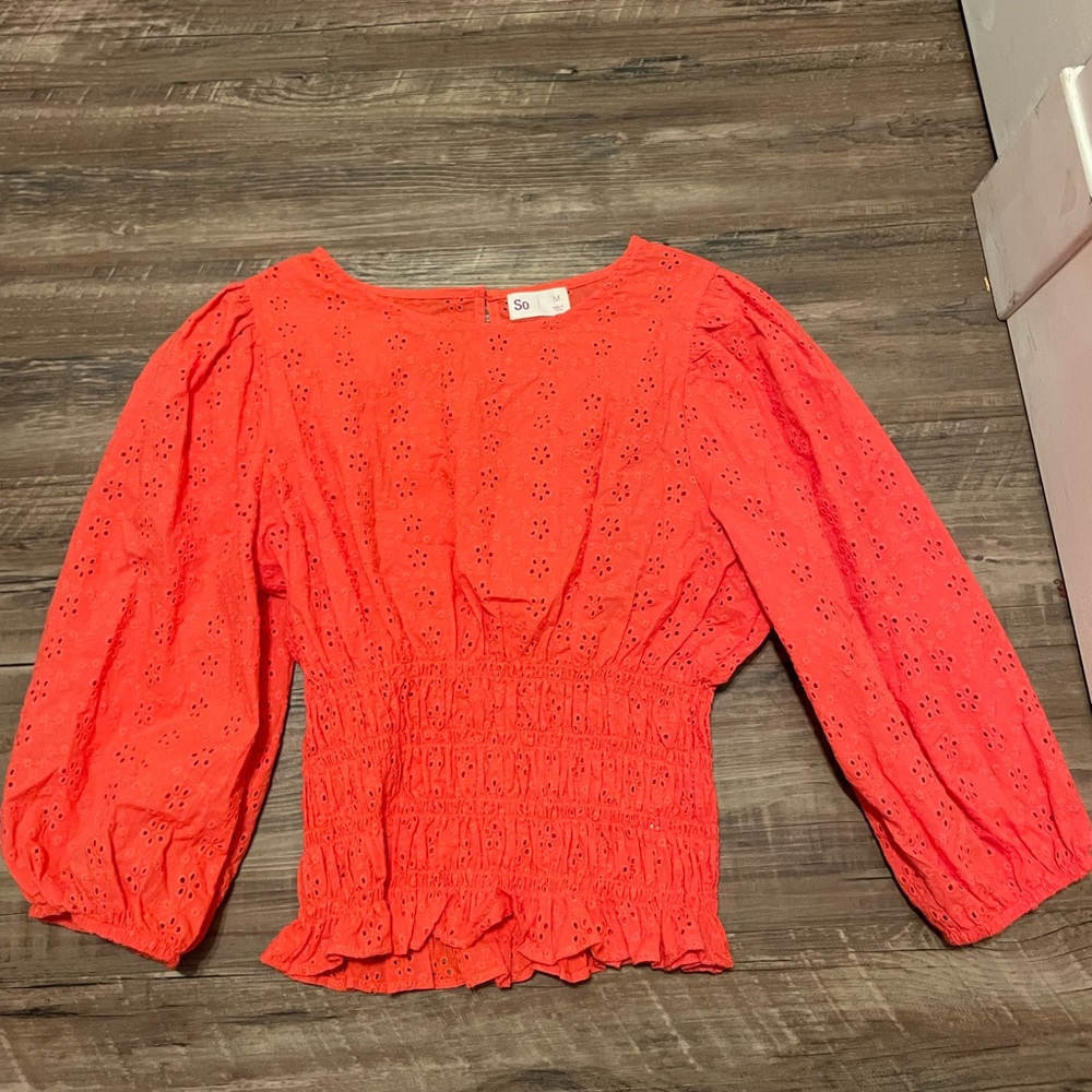 Women’s Bright Orange Lacey Design Top from SO size: M